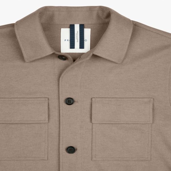 Profuomo Wool Knitted Overshirt Beige