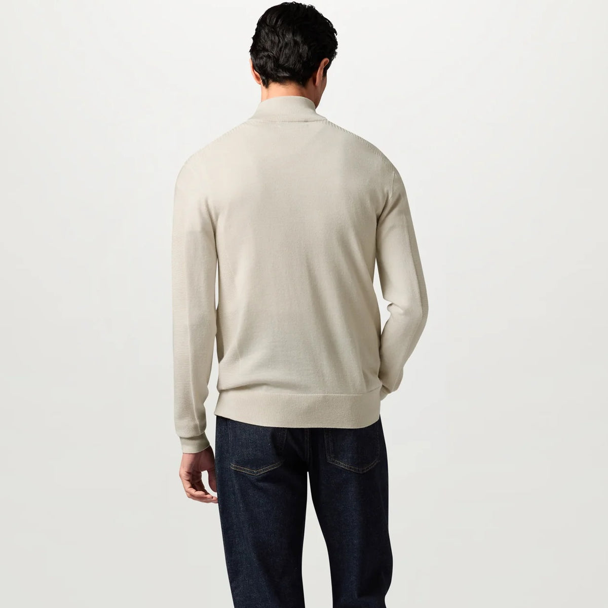 Belstaff Colden Merino Quarter Zip Sweater Beige
