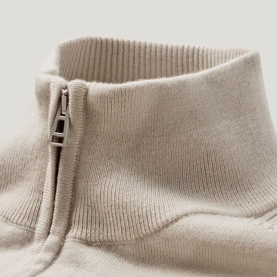 Belstaff Colden Merino Quarter Zip Sweater Beige