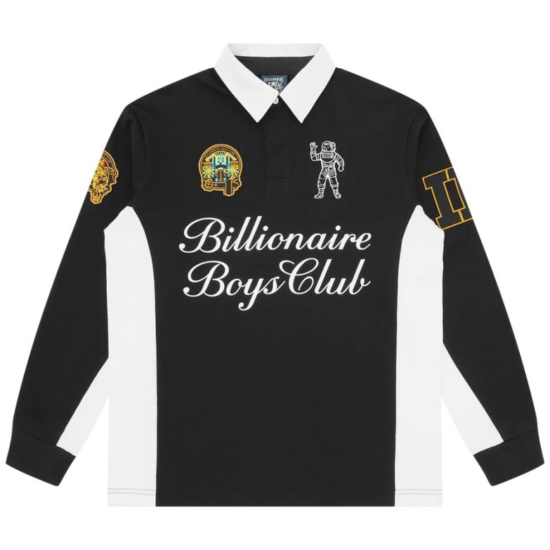 Billionaire Boys Club Script Panelled Rugby Langærmet Polo Sort