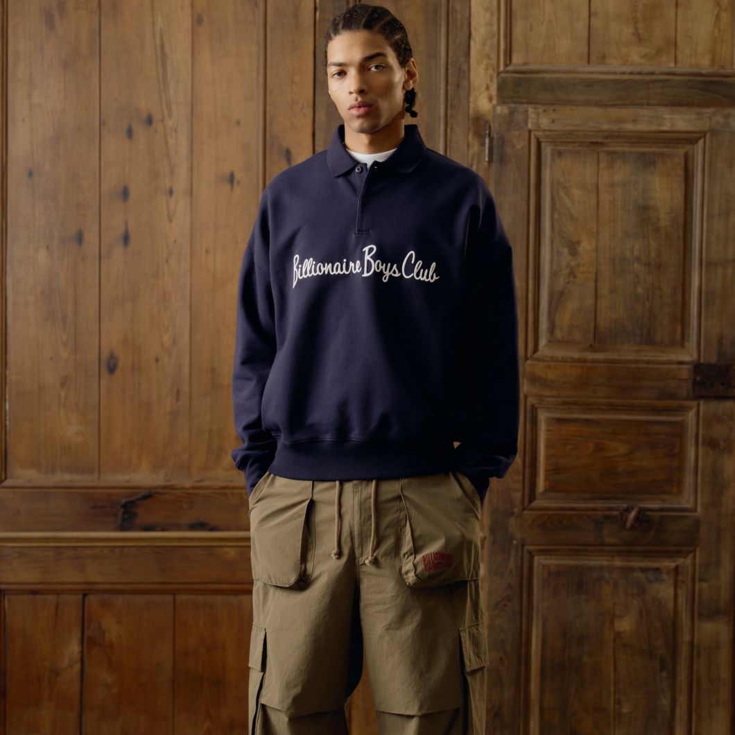 Billionaire Boys Club Signature-trøje med krave marineblå
