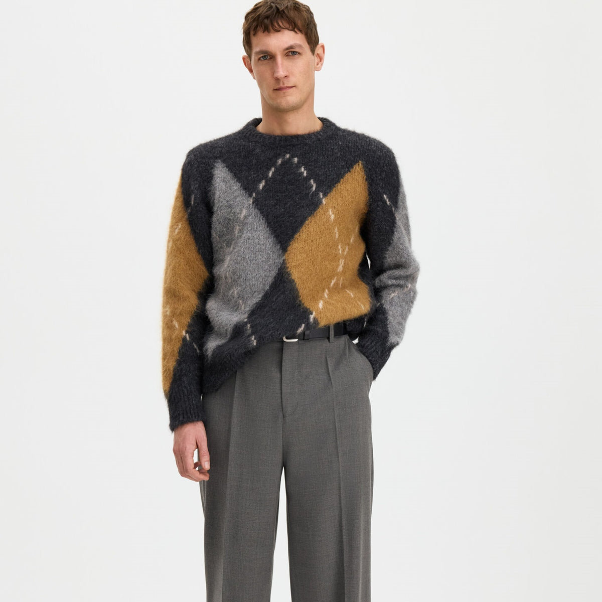 Filippa K Alpaca Check Sweater Grå