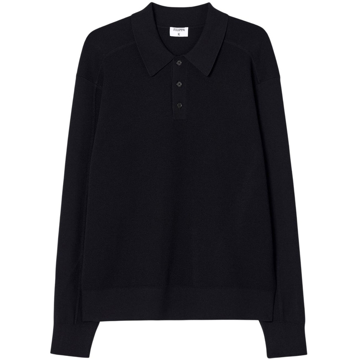 Filippa K Textured Knit Longsleeve Polo Sort