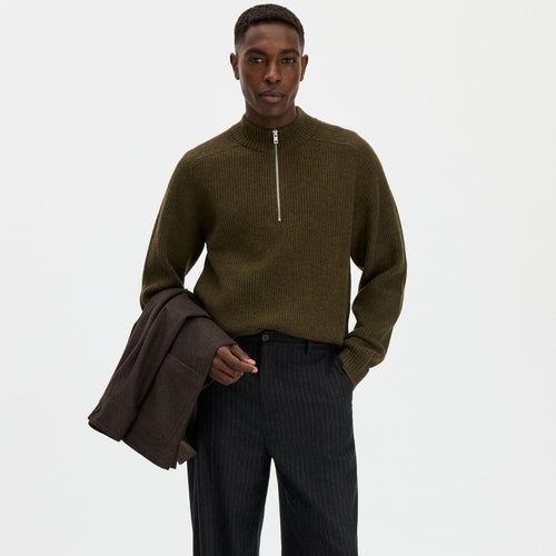 Filippa K uld-halv-lynlås-sweater mørkegrøn