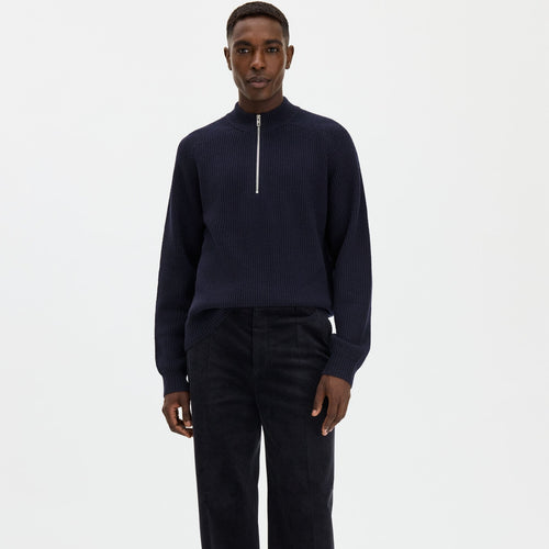 Filippa K Uld Half Zip Sweater Marineblå