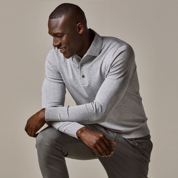 Profuomo Luxury Longsleeve Polo Grijs