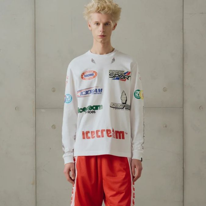 Icecream Pit Crew langærmet T-shirt Hvid