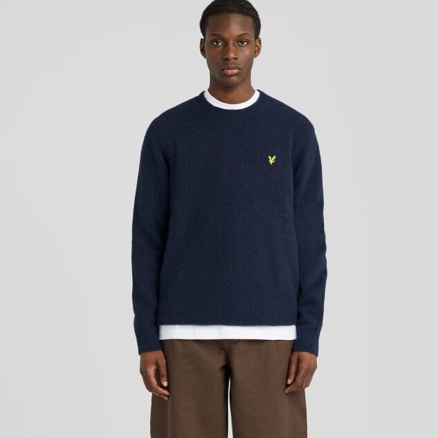 Lyle & Scott striktrøje med børstet overflade marineblå