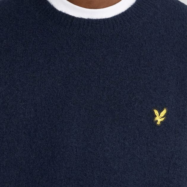 Lyle & Scott striktrøje med børstet overflade marineblå