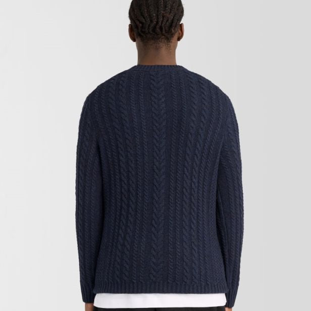 Lyle & Scott kabelstrikket sweater navy