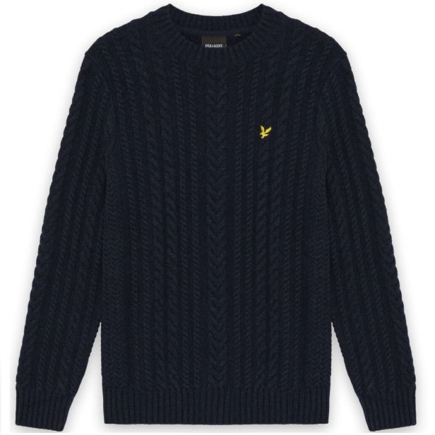 Lyle & Scott kabelstrikket sweater navy