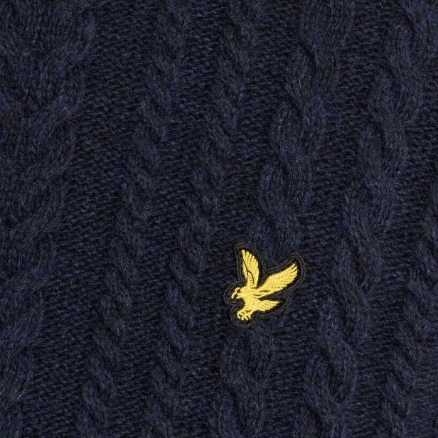 Lyle & Scott kabelstrikket sweater navy