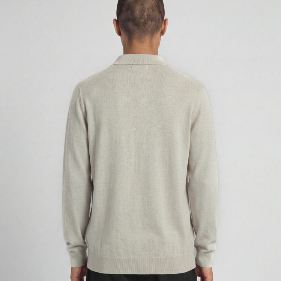 Lyle & Scott Cotton Merino Strikket Skjorte Beige