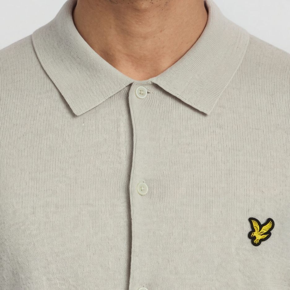 Lyle & Scott Cotton Merino Strikket Skjorte Beige