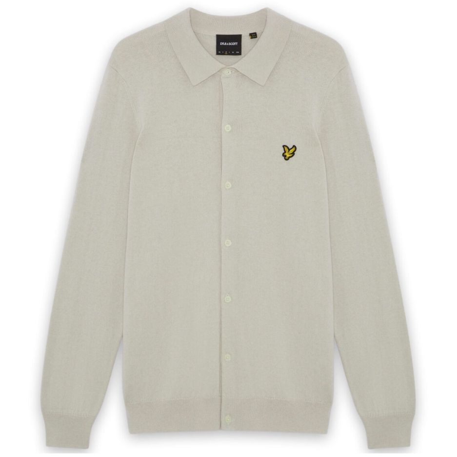Lyle & Scott Cotton Merino Strikket Skjorte Beige