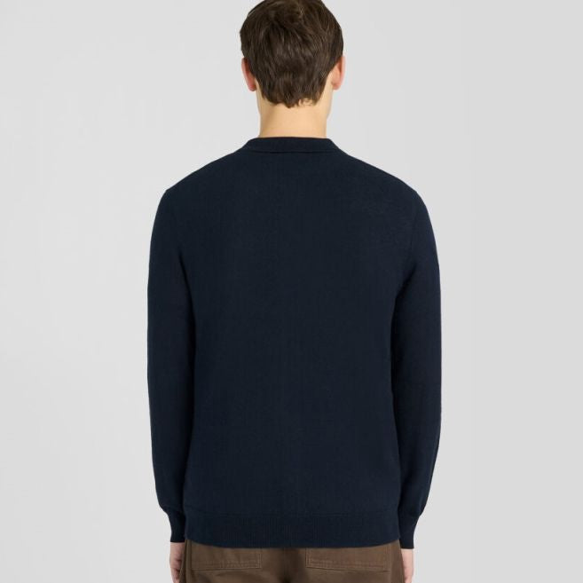 Lyle & Scott Cotton Merino Strikket Skjorte Navy