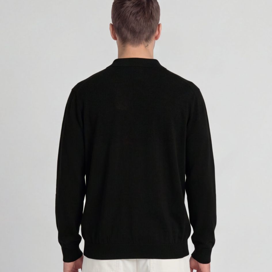 Lyle & Scott Cotton Merino Strikket Skjorte Sort