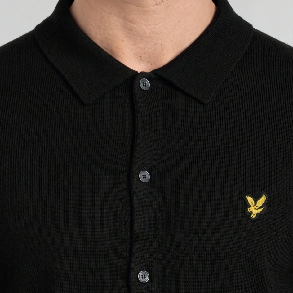 Lyle & Scott Cotton Merino Strikket Skjorte Sort