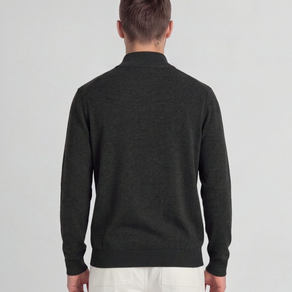 Lyle & Scott Cotton Merino Quarter Zip Sweater Antracit
