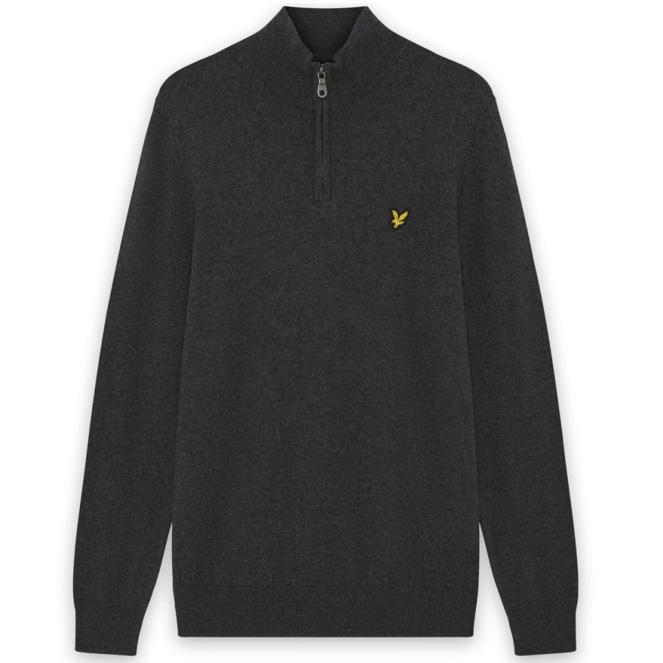 Lyle & Scott Cotton Merino Quarter Zip Sweater Antracit
