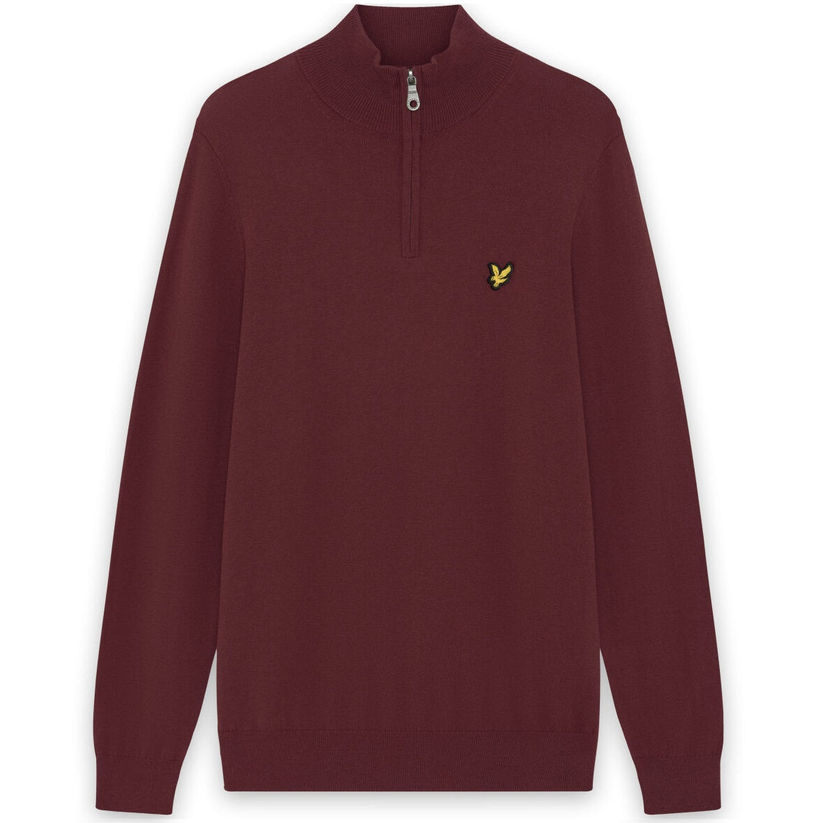 Lyle & Scott Cotton Merino Quarter Zip Sweater Bordeaux