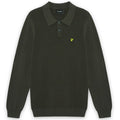 Lyle & Scott Panelled Waffle Knitted Langærmet Polo Mørkegrøn