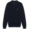 Lyle & Scott Panelled Waffle Strikket Langærmet Polo Navy