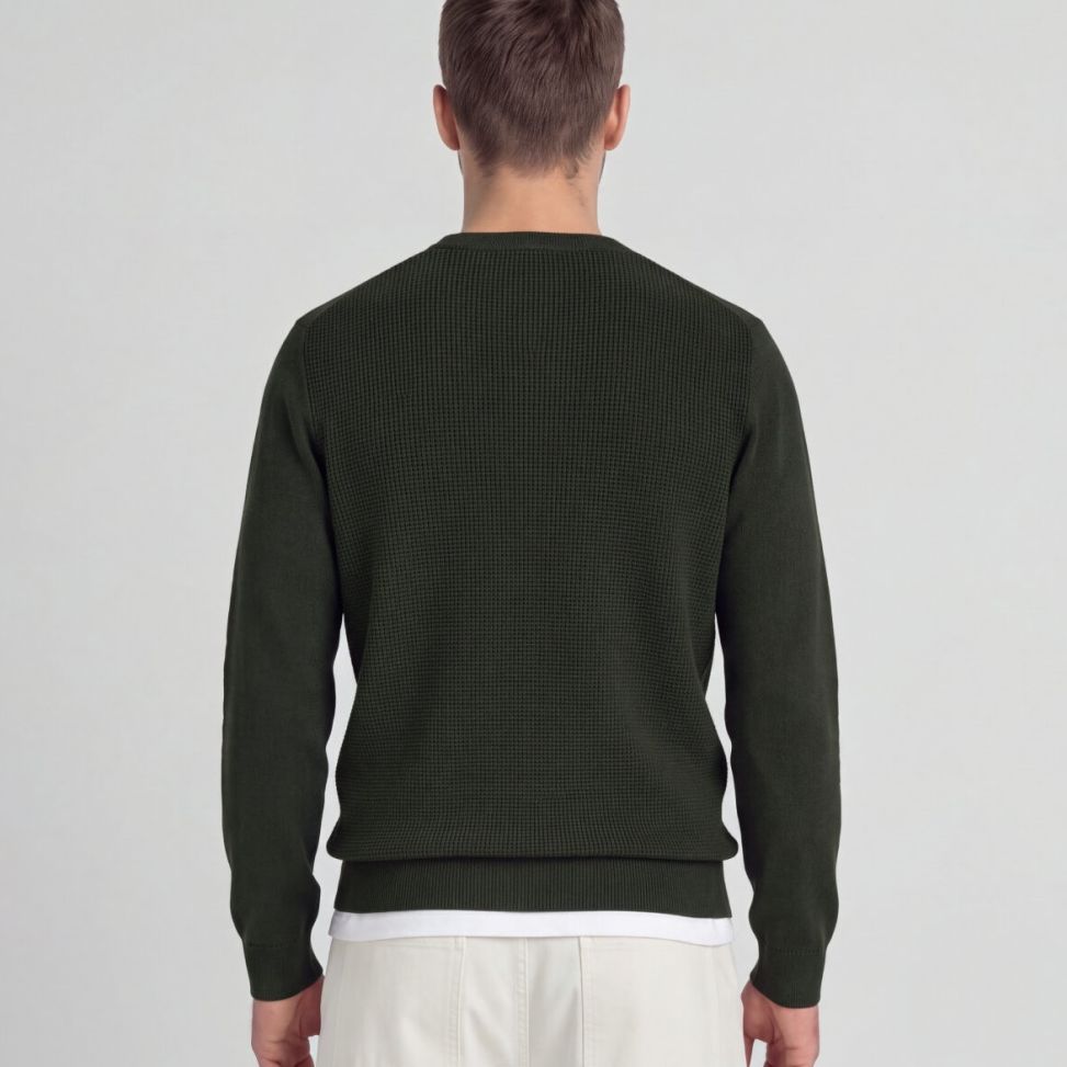 Lyle & Scott Panelled Waffle Sweater Mørkegrøn