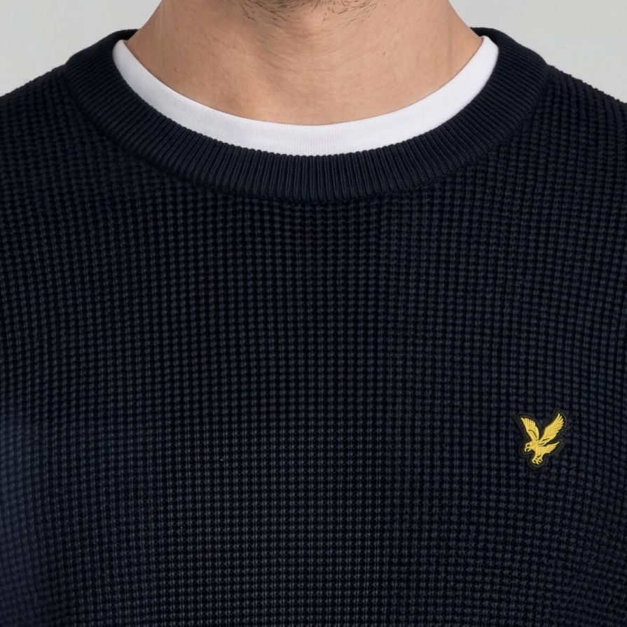 Lyle & Scott Panelled Waffle Sweater Navy