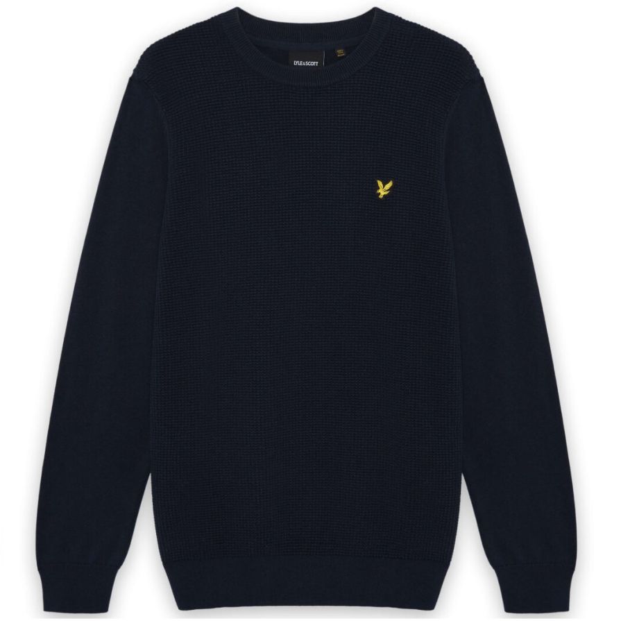 Lyle & Scott Panelled Waffle Sweater Navy
