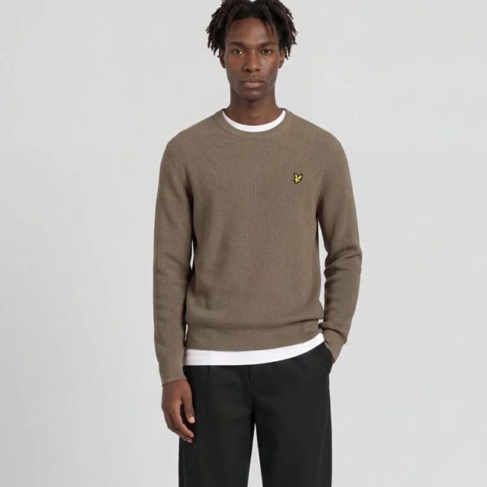 Lyle & Scott Afslappet Striktrøje med Ribkant Brun