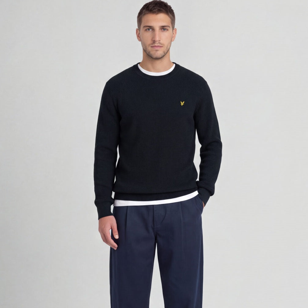 Lyle & Scott Relaxed Ribstrikket Sweater Navy