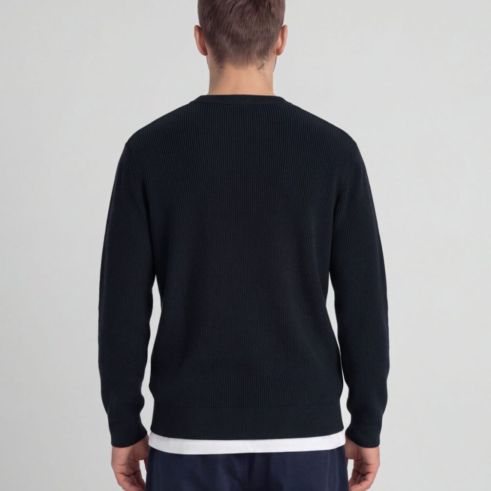 Lyle & Scott Relaxed Ribstrikket Sweater Navy