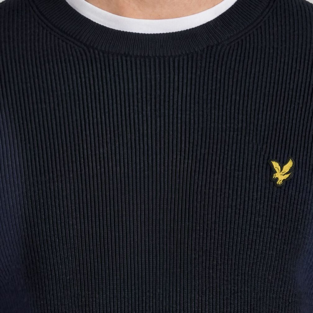 Lyle & Scott Relaxed Ribstrikket Sweater Navy