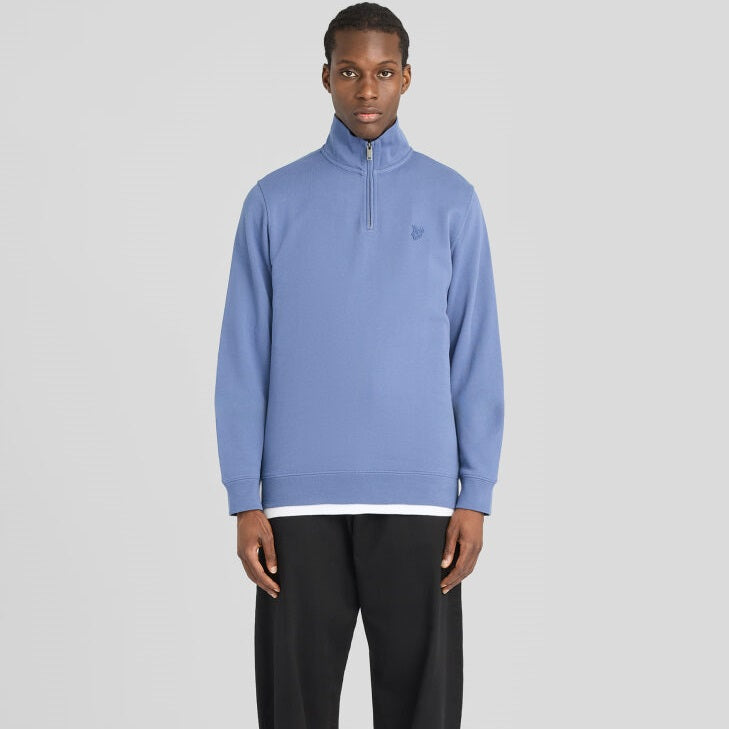 Lyle & Scott Superfine Quarter Zip Sweater Blå
