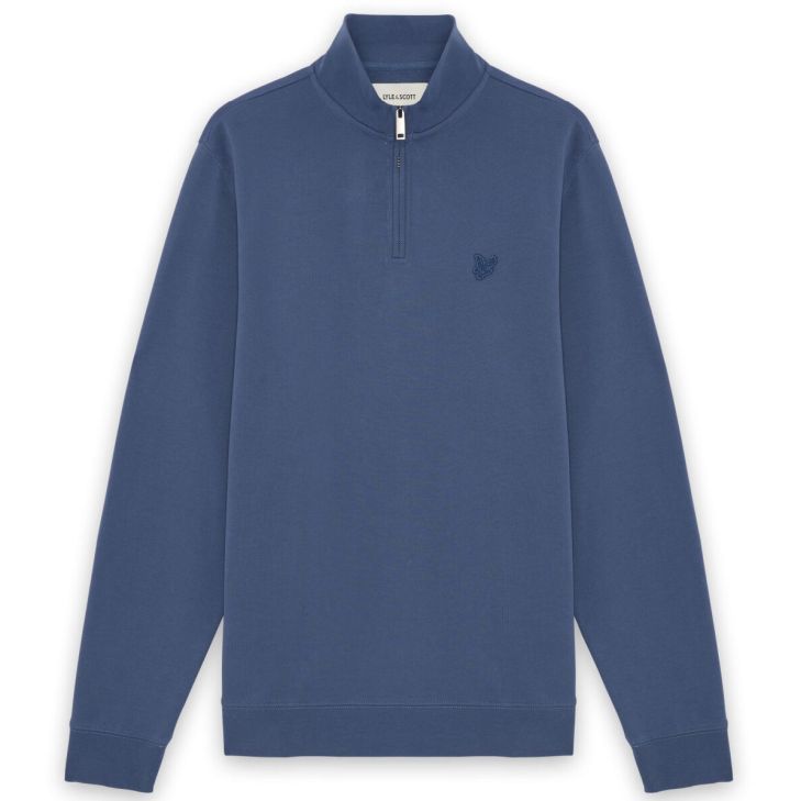 Lyle & Scott Superfine Quarter Zip Sweater Blå