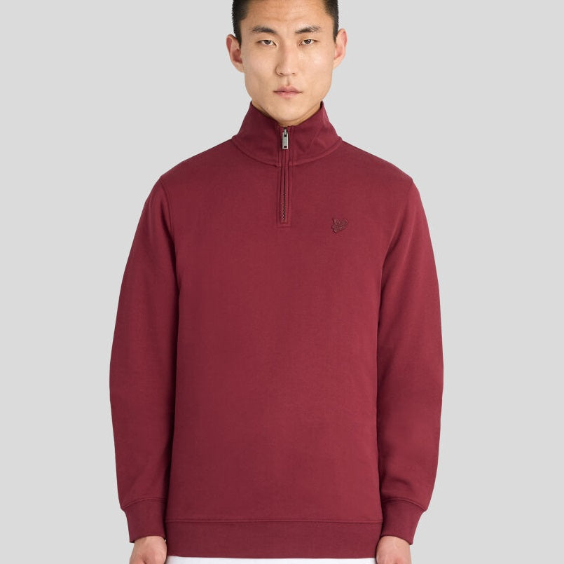 Lyle & Scott Superfine Quarter Zip Sweater Bordeaux