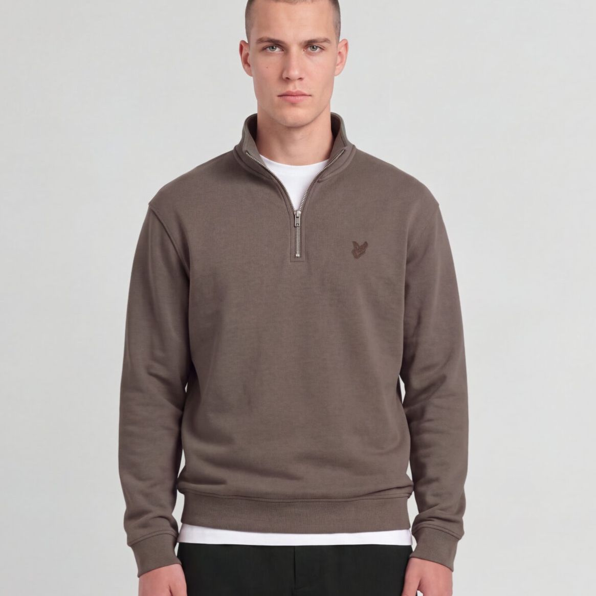 Lyle & Scott Superfine Quarter Zip Sweater Brun