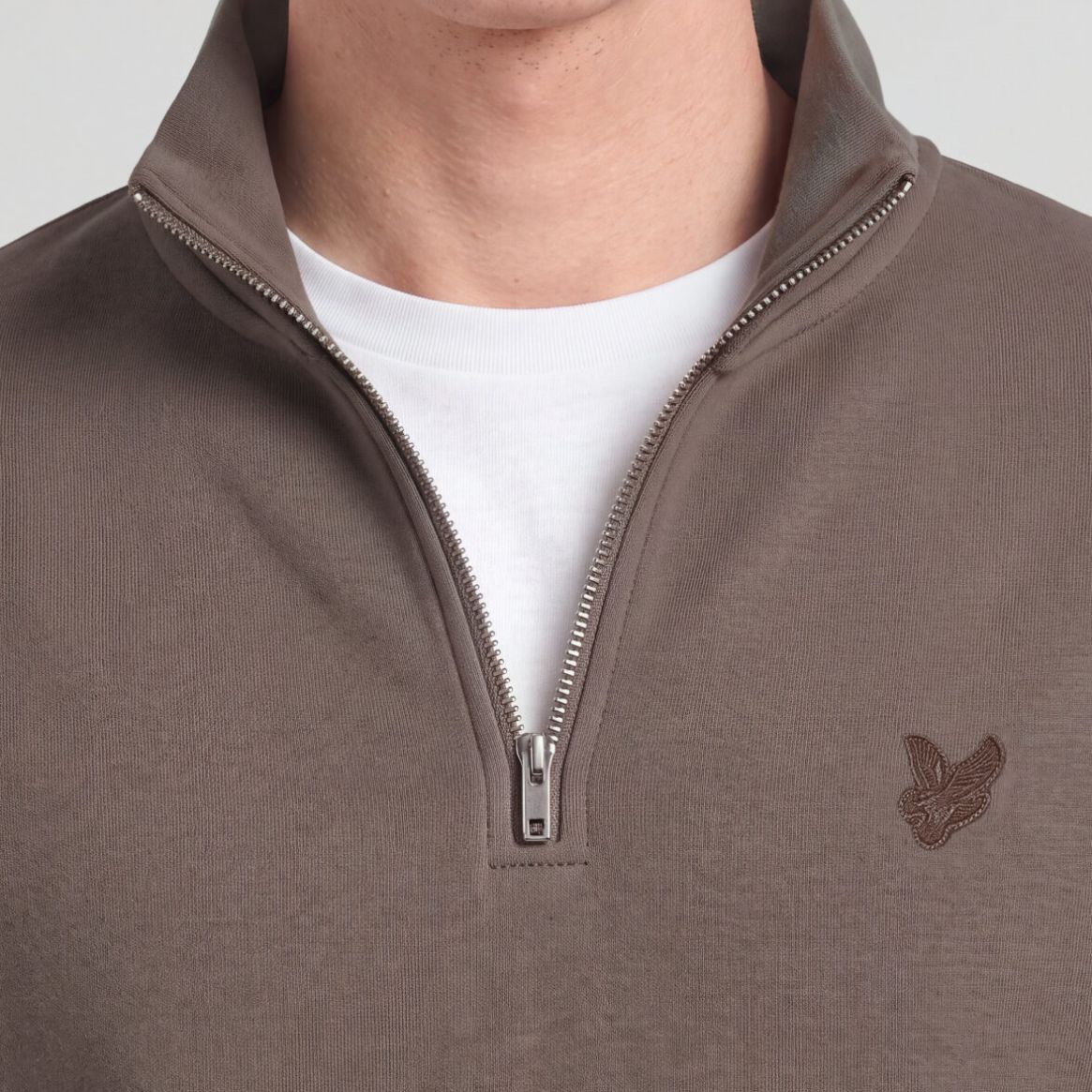 Lyle & Scott Superfine Quarter Zip Sweater Brun