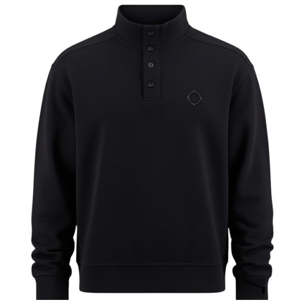 Ma.strum Stria Box Fit Funnel Neck Sweater zwart