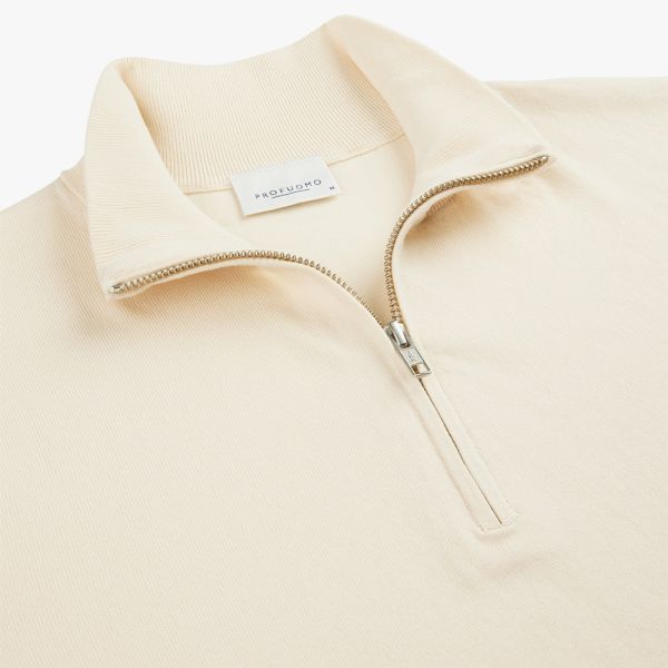 Profuomo Luxury Half Zip Sweater Off White
