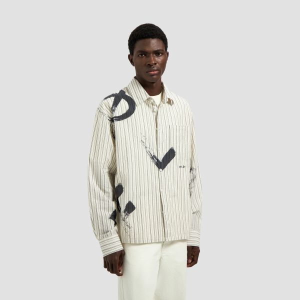 Olaf Brushstroke Logo Stripe Skjorte Off White