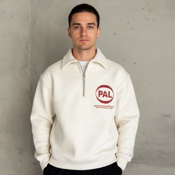 Pre Game 26 Half Zip Sweater Off White rood