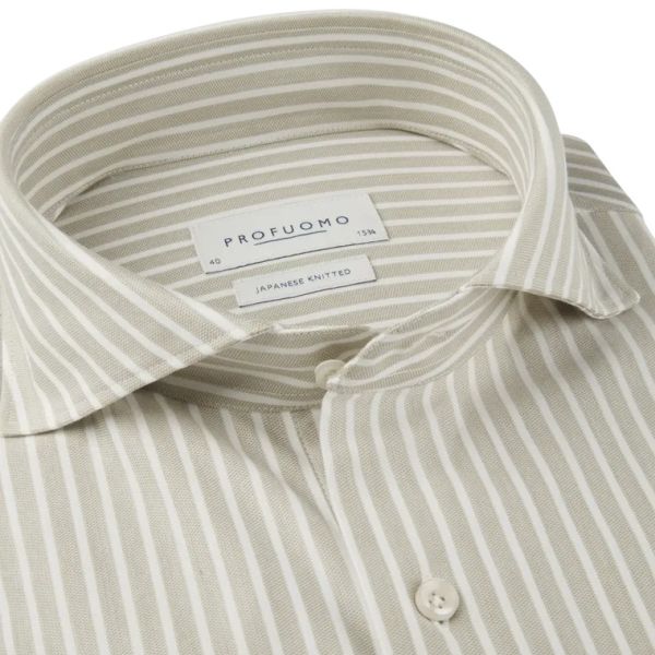 Profuomo Strikket Stribet Skjorte Beige