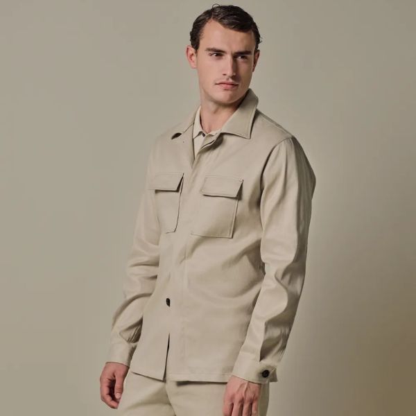 Profuomo Hør-bomuld overshirt beige