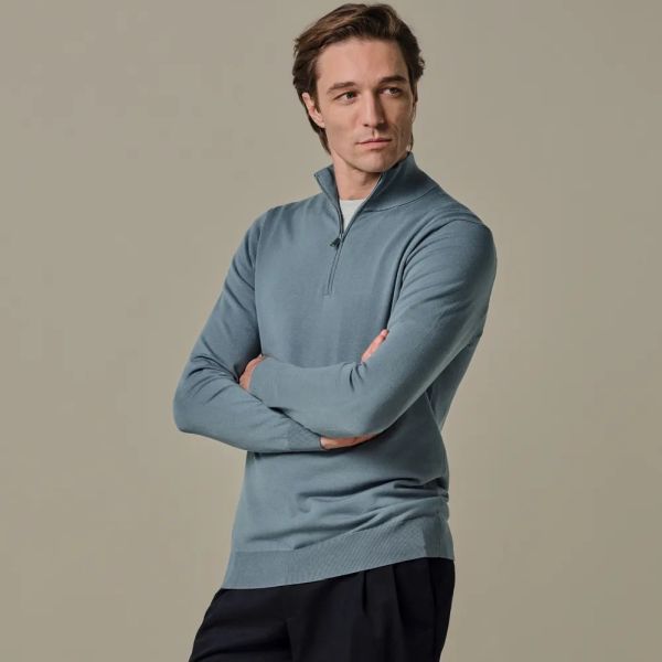 Profuomo Luxury Half Zip Sweater Blå