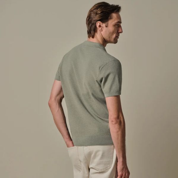 Profuomo Luxury Open Collar Polo Grøn