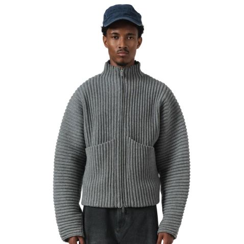 Seventh Globe Ribstrikket Cardigan Grå
