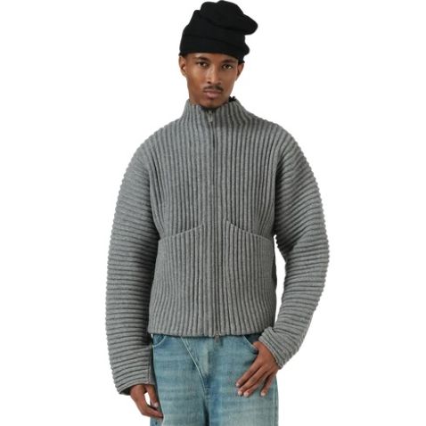 Seventh Globe Ribstrikket Cardigan Grå