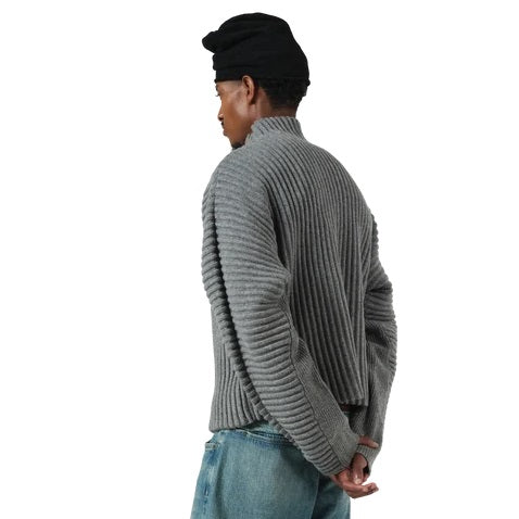 Seventh Globe Ribstrikket Cardigan Grå